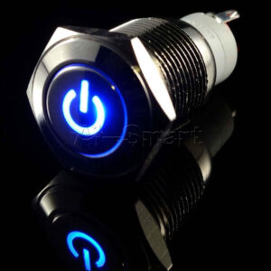 Blue LED Power 16mm Angel Eye Push Button Metal Symbol ON Off Switch 12V