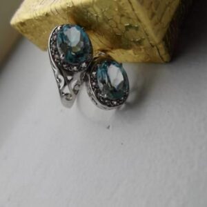 925 sterling sølv ring 2 ekte sapphire krystall gem stone