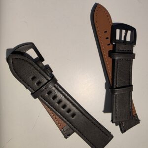 Svart Skinn klokkereim 22mm nr 4